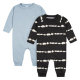 2-Pack Baby Boys Dark Grey/Blue Raglan Sleeve Romper-Gerber Childrenswear Wholesale