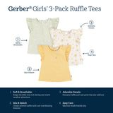 3-Pack Infant and Toddler Girls Love Nature T-Shirts-Gerber Childrenswear Wholesale