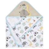 4-Pack Baby Neutral Little Animals Hooded Towel and Washcloths-Gerber Childrenswear Wholesale