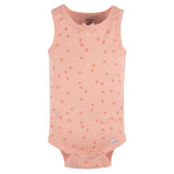 5-Pack Baby Girls Orange Flowers Sleeveless Onesies® Bodysuits-Gerber Childrenswear Wholesale