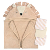 4-Piece Baby Boys Brown Lion Towel & Washcloths-Gerber Childrenswear Wholesale