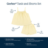 2-Piece Infant and Toddler Girls Yellow Tank Top & Shorts Set-Gerber Childrenswear Wholesale