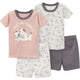 4-Piece Infant & Toddler Neutral Dog Shorts Pajamas Set-Gerber Childrenswear Wholesale