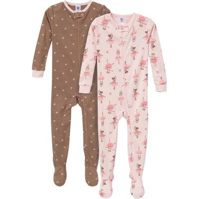 2-Pack Baby & Toddler Girls Ballerinas Snug-Fitting Footed Pajamas-Gerber Childrenswear Wholesale