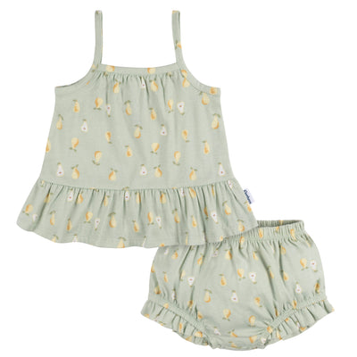 2-Piece Baby Girls Pears Tank and Diaper Cover-Gerber Childrenswear Wholesale