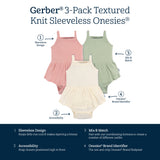 3-Pack Baby Girls Antique White Sleeveless Skirted Onesies® Bodysuits-Gerber Childrenswear Wholesale
