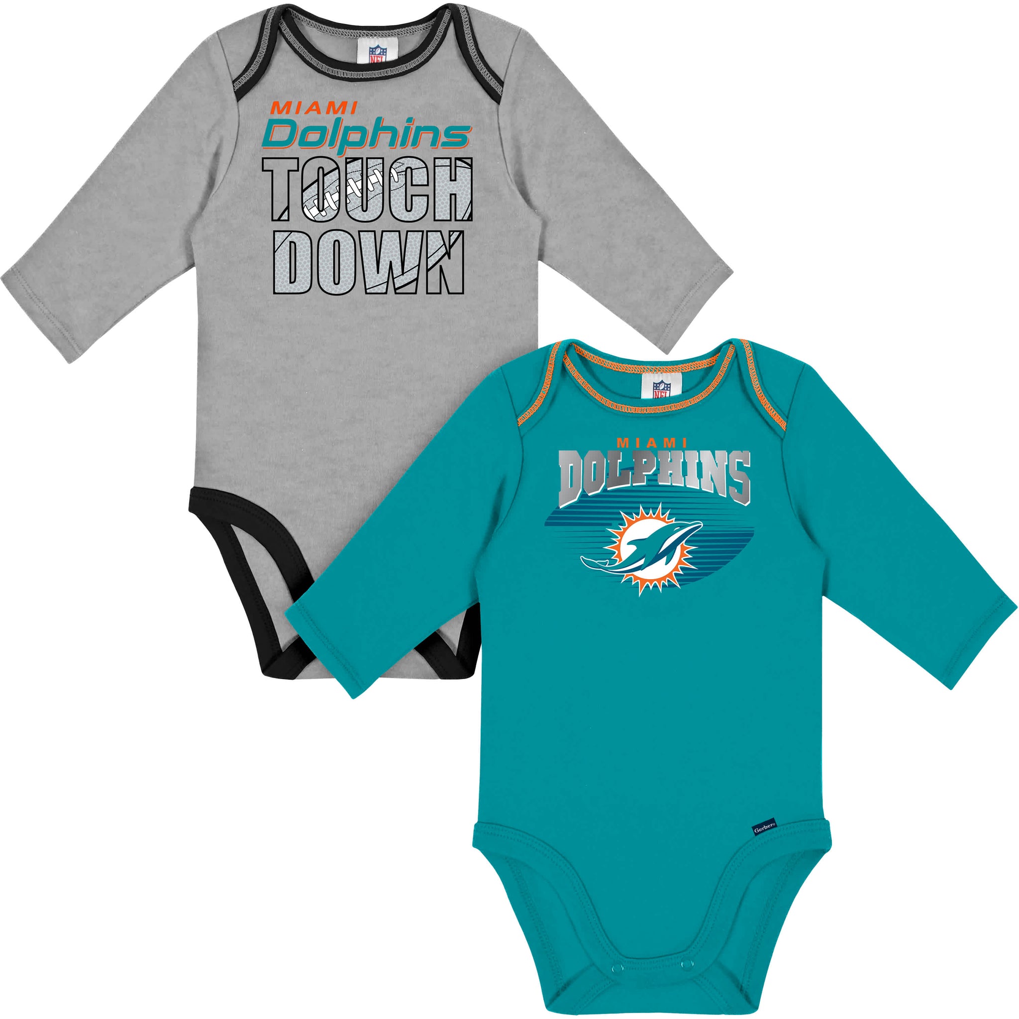 2-Pack Baby Boys Dolphins Long Sleeve Bodysuits-Gerber Childrenswear Wholesale