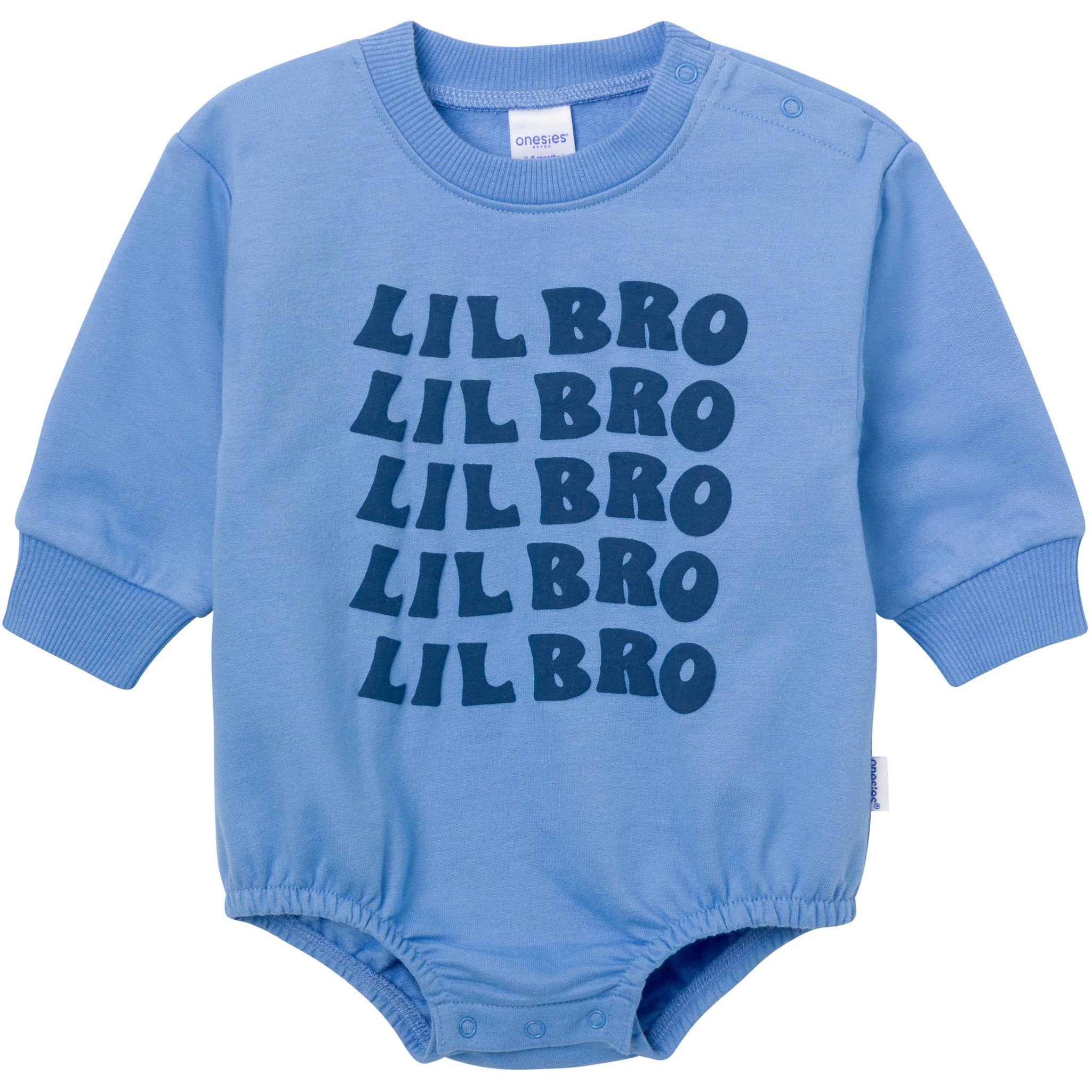 Baby Boys Lil Bro Sweatshirt Bubble Romper-Gerber Childrenswear Wholesale