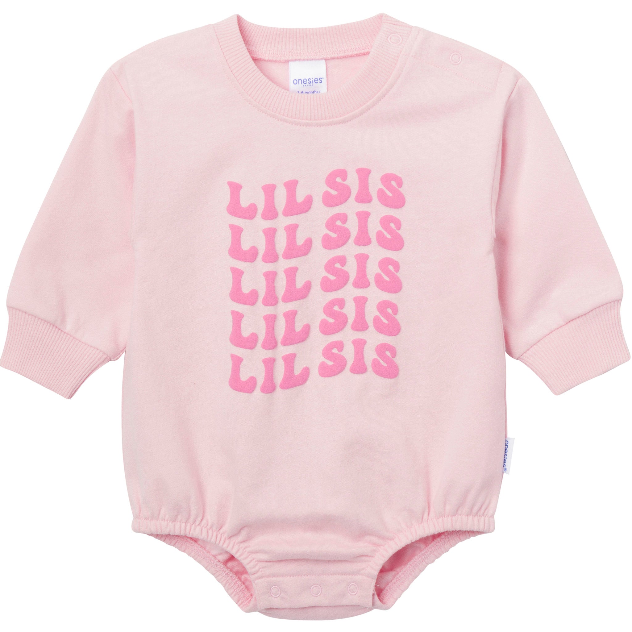 Baby Girls Lil Sis Sweatshirt Bubble Romper-Gerber Childrenswear Wholesale