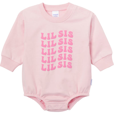 Baby Girls Lil Sis Sweatshirt Bubble Romper-Gerber Childrenswear Wholesale