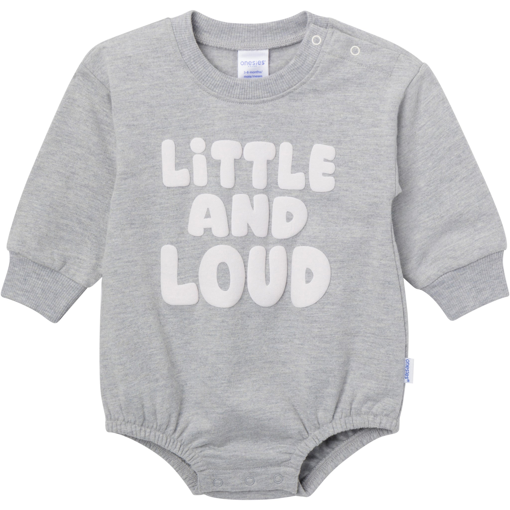 Baby Neutral Little and Loud Sweatshirt Bubble Romper-Gerber Childrenswear Wholesale