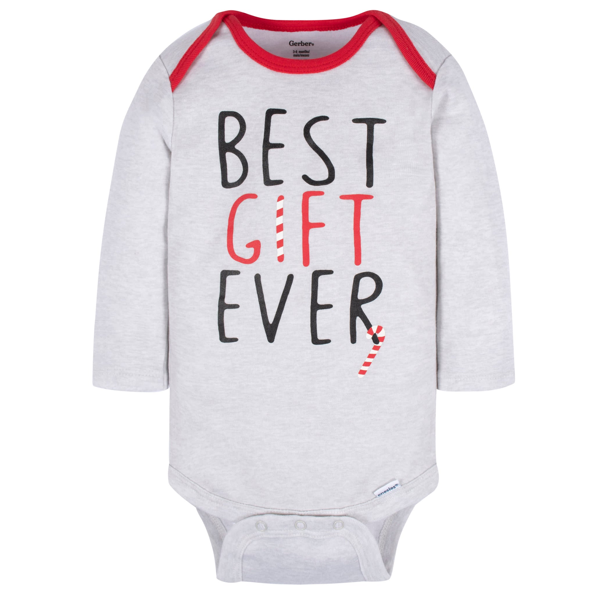 3-Pack Baby Neutral Best Gift Ever Long Sleeve Onesies® Bodysuits-Gerber Childrenswear Wholesale