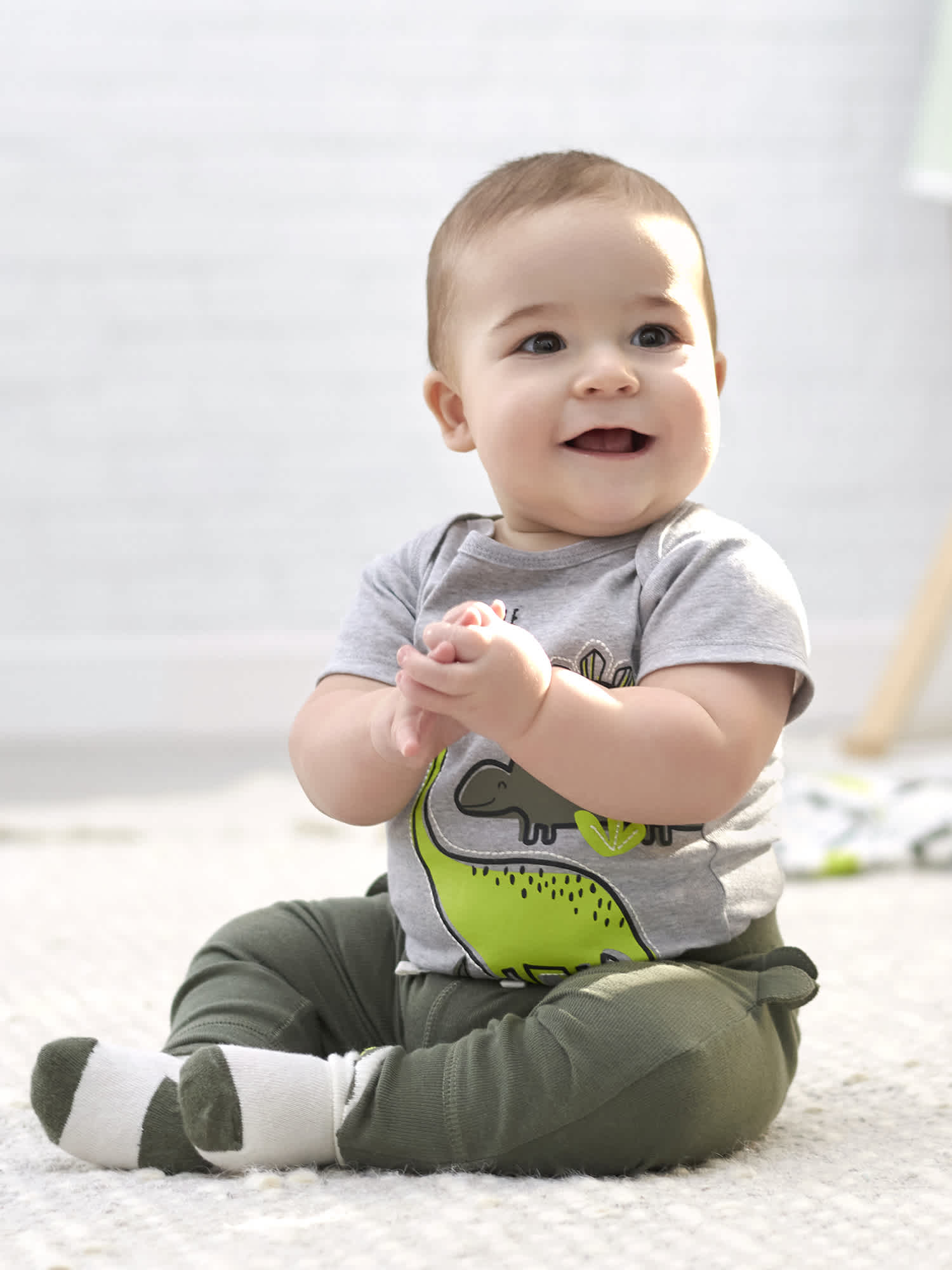 3-Pack Baby Boys Camo Dinosaur Short Sleeve Onesies® Bodysuits-Gerber Childrenswear Wholesale