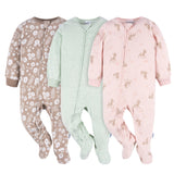 3-Pack Baby & Toddler Girls Pink Deer Fleece Pajamas-Gerber Childrenswear Wholesale