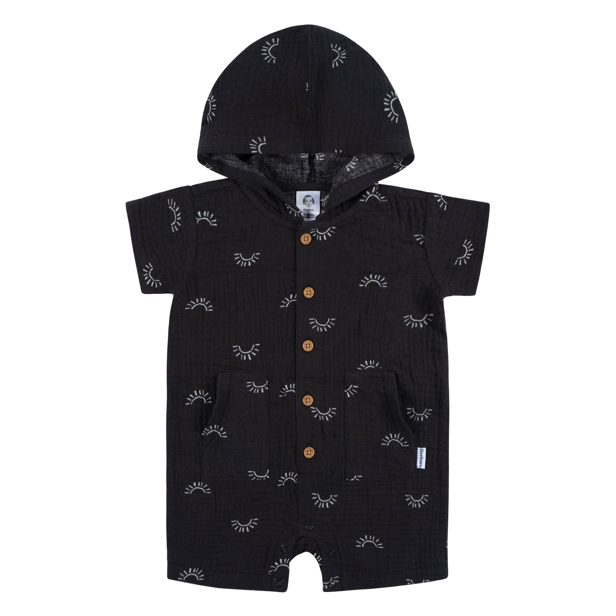 Baby Boys Sunrise Hooded Romper-Gerber Childrenswear Wholesale
