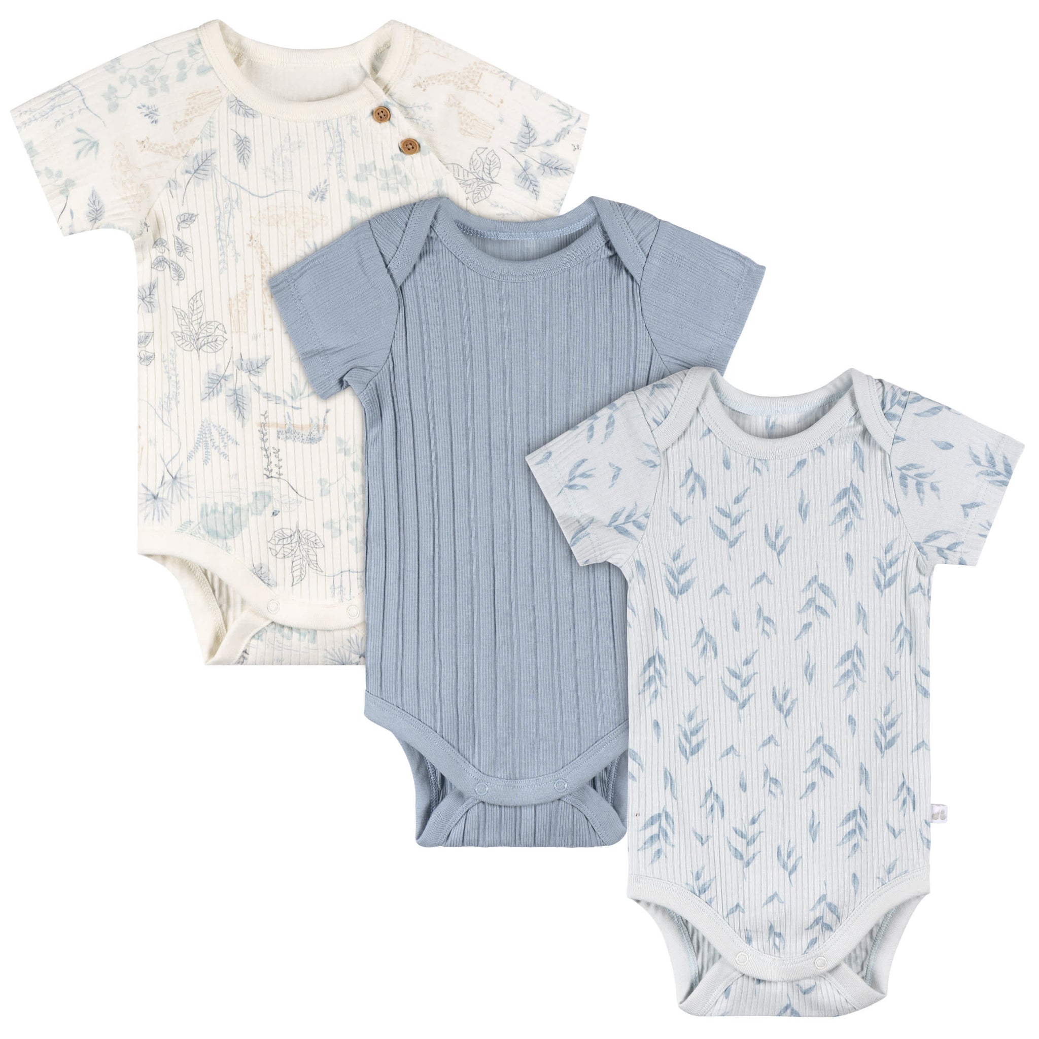 3-Pack Baby Boys Blue Bodysuit Set-Gerber Childrenswear Wholesale