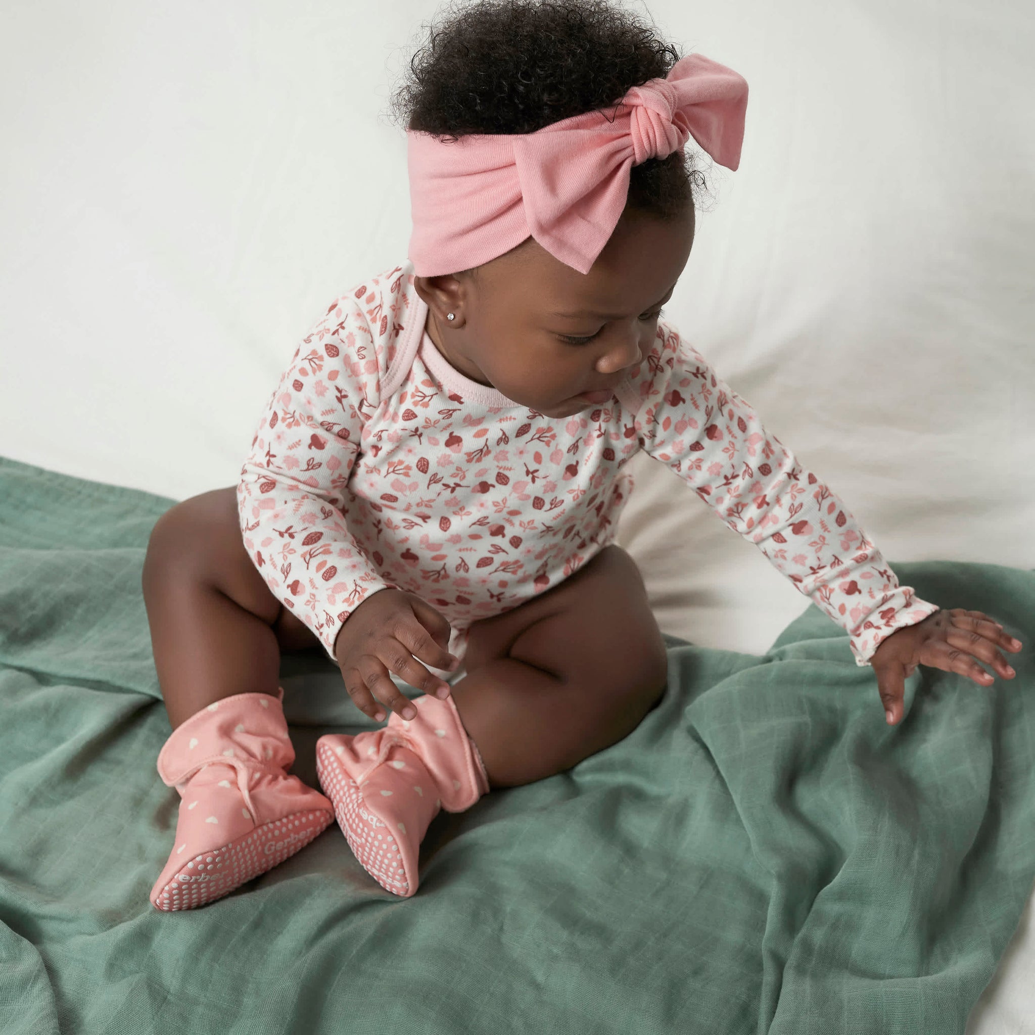 Baby Girls Pink Hearts Soft Booties-Gerber Childrenswear Wholesale