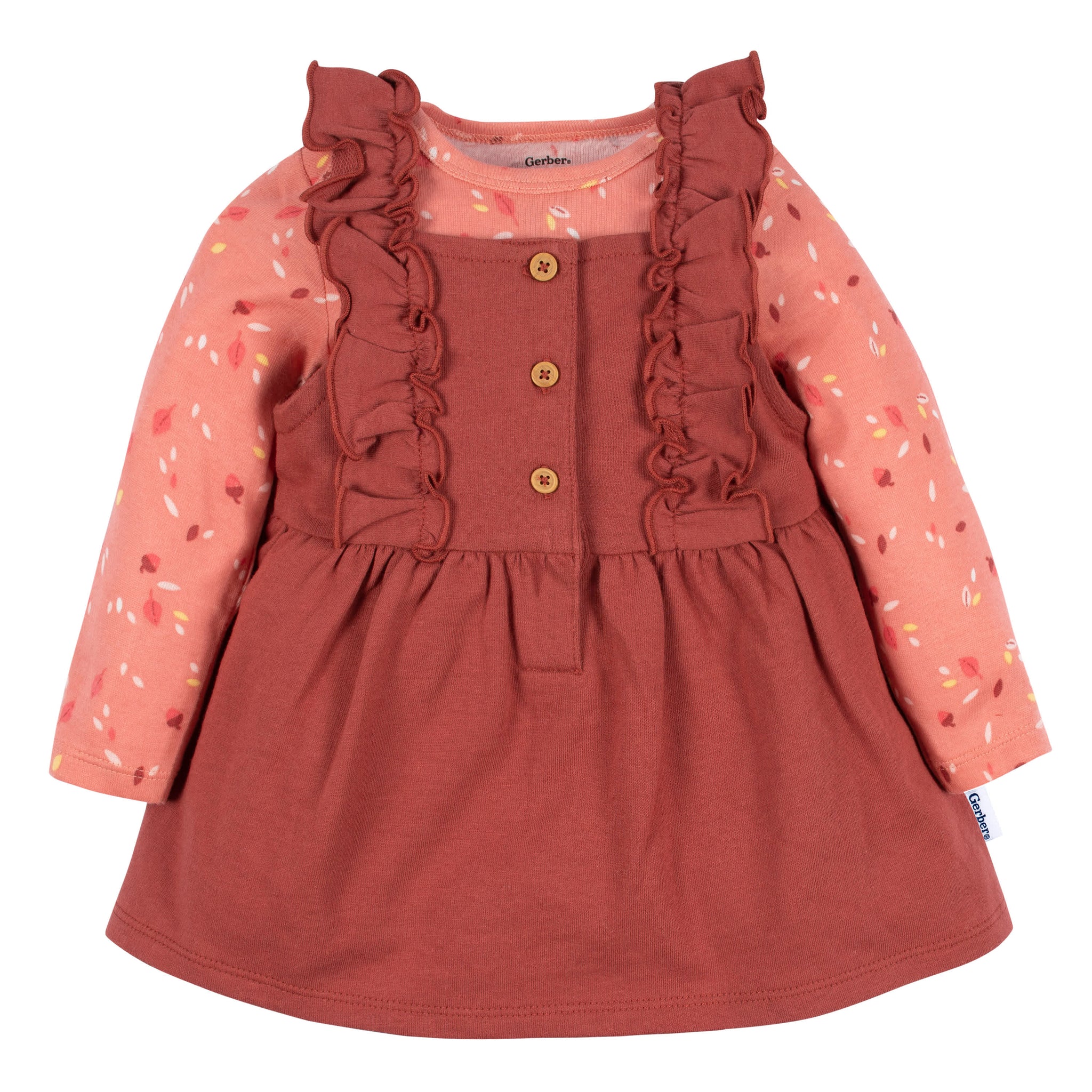 2-Piece Baby Girls Orange Leaves Jumper & Bodysuit Set-Gerber Childrenswear Wholesale