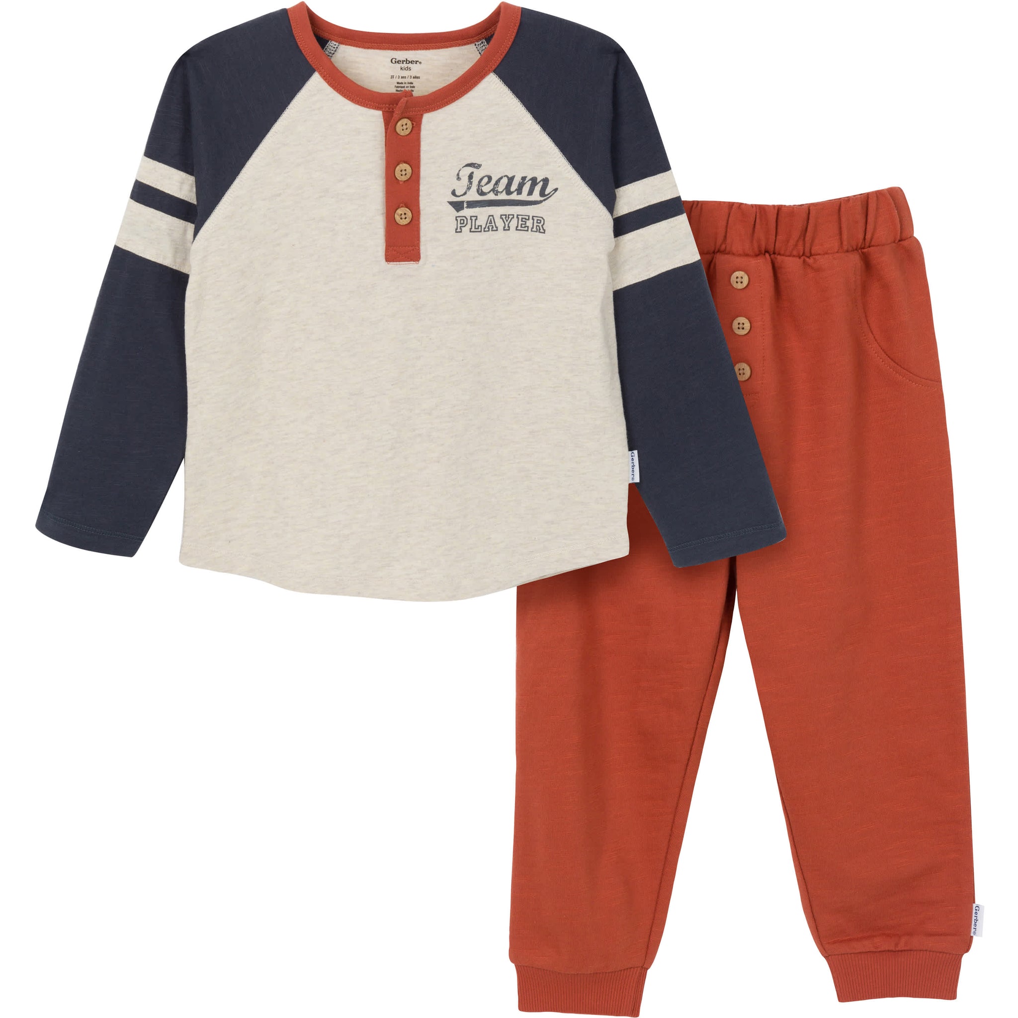 2-Piece Toddler Boys Indigo Top & Joggers-Gerber Childrenswear Wholesale