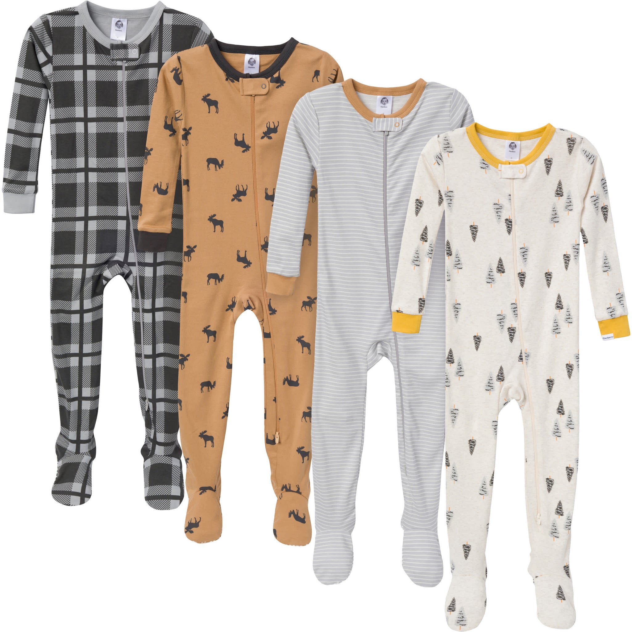 4-Pack Baby & Toddler Boys Moose Snug-Fitting Footed Pajamas-Gerber Childrenswear Wholesale