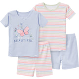 4-Piece Infant & Toddler Girls Stripe Shorts Pajamas Set-Gerber Childrenswear Wholesale