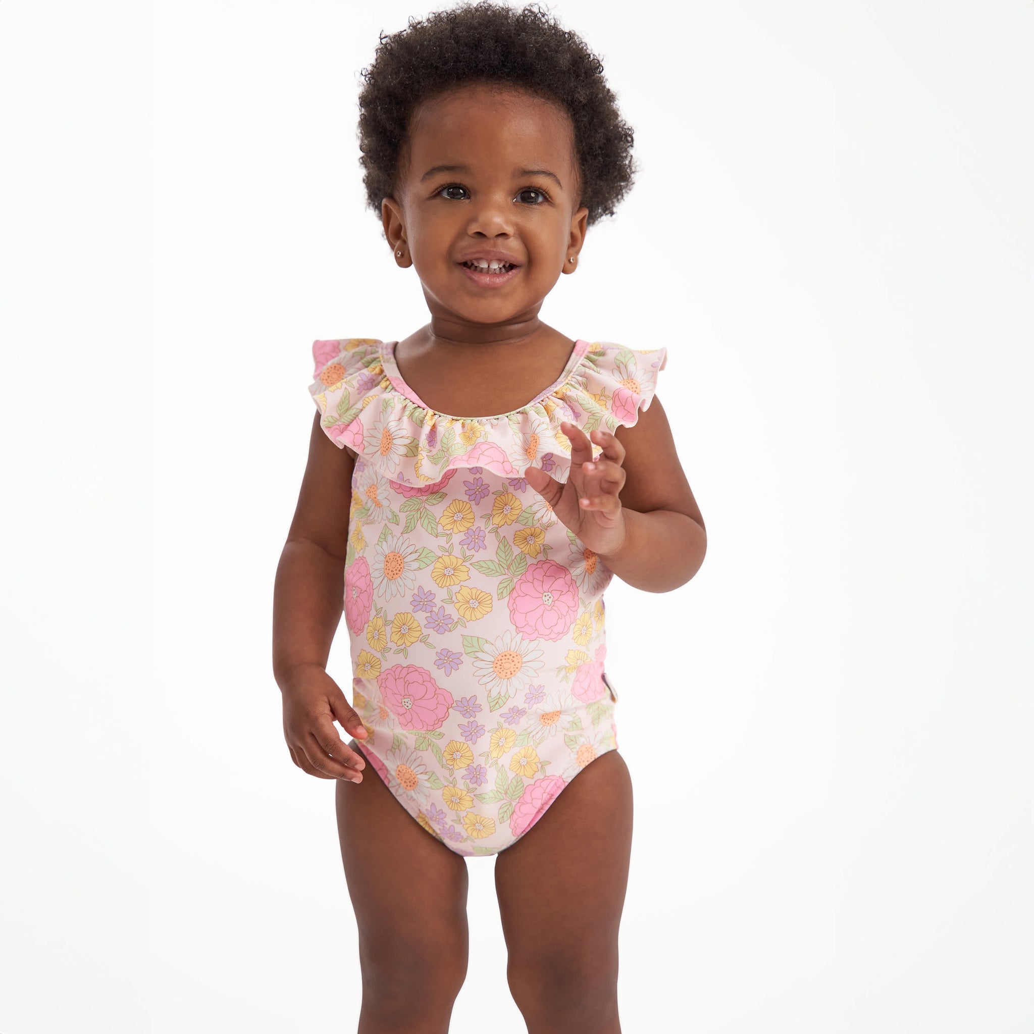Baby Girls Retro Floral Swimsuit-Gerber Childrenswear Wholesale