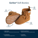 Baby Neutral Brown Soft Booties-Gerber Childrenswear Wholesale