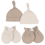 4-Piece Baby Neutral Tan Hat and Mitten Set-Gerber Childrenswear Wholesale