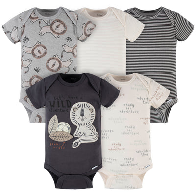 5-Pack Baby Boys Lion Short Sleeve Onesies® Bodysuits-Gerber Childrenswear Wholesale