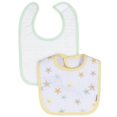 2-Pack Baby Neutral Starry Smiles Dribbler Bib-Gerber Childrenswear Wholesale