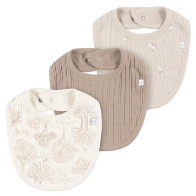 3-Piece Baby Neutral Tan/Ivory Bandana Set-Gerber Childrenswear Wholesale