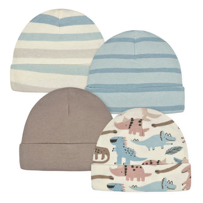 4-Pack Baby Boys Dino Caps-Gerber Childrenswear Wholesale