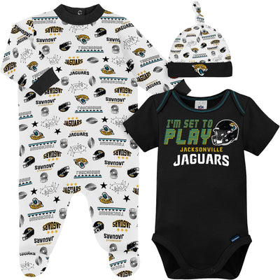 3-Piece Baby Boys Jaguars Bodysuit, Sleep 'N Play & Cap Set-Gerber Childrenswear Wholesale