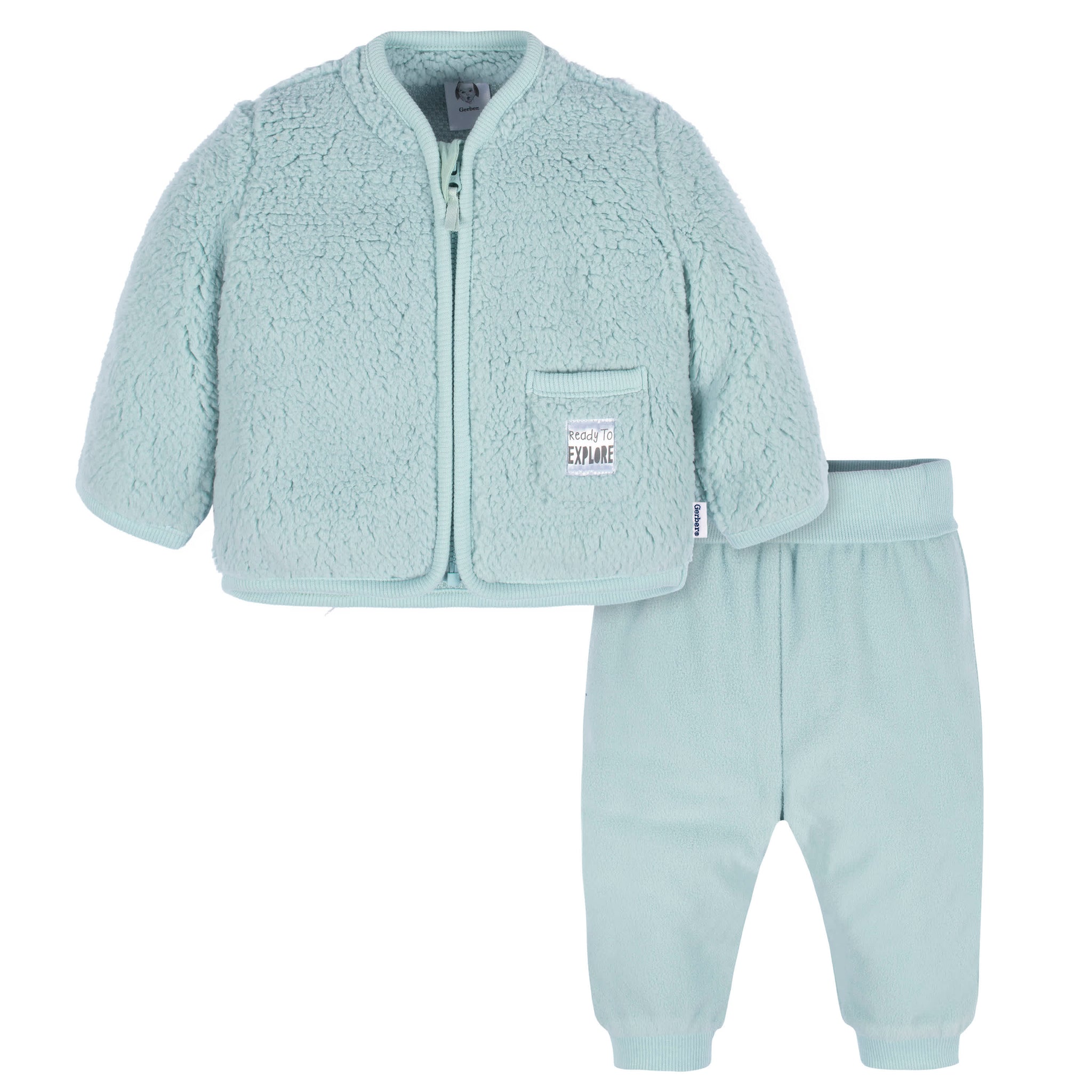 2-Piece Baby & Toddler Boys Explore Sherpa Jacket & Jogger Set-Gerber Childrenswear Wholesale