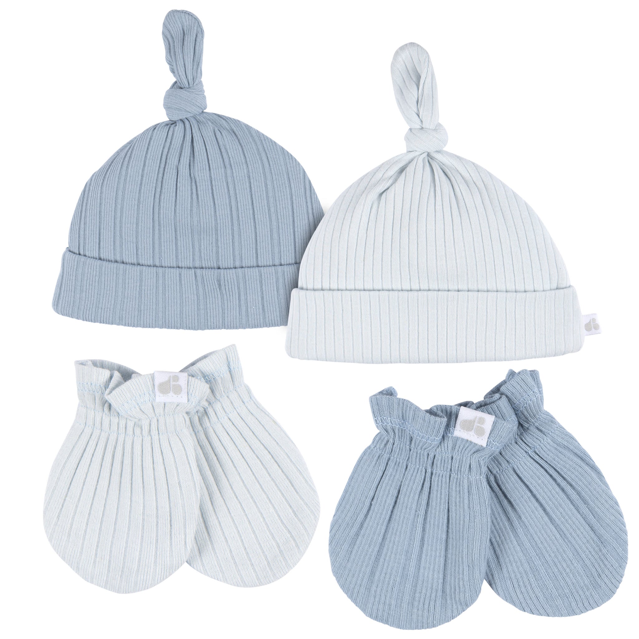 4-Piece Baby Boys Blue Hat and Mitten Set-Gerber Childrenswear Wholesale