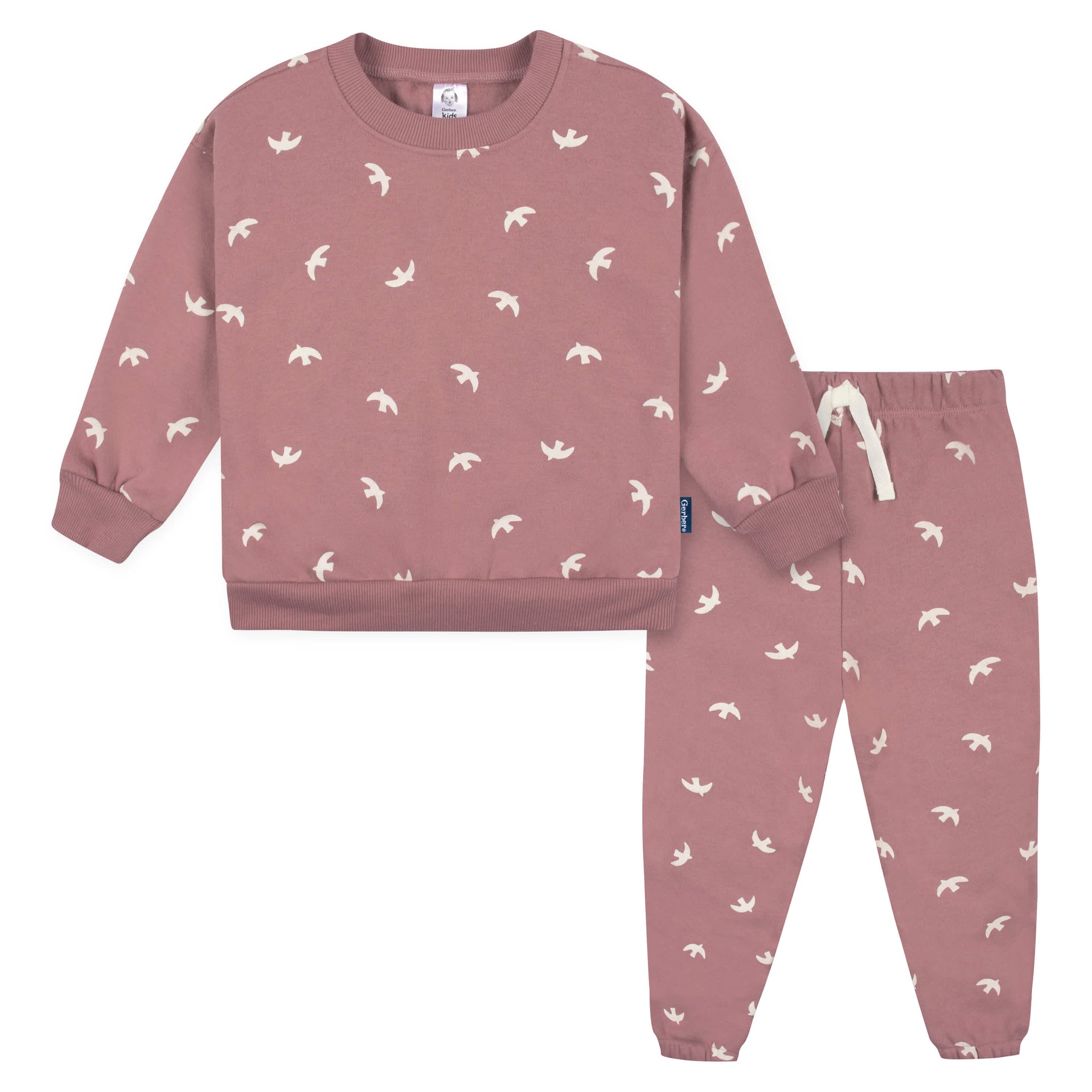 2-Piece Infant and Toddler Girls Birds Sweatshirt & Pant Set-Gerber Childrenswear Wholesale