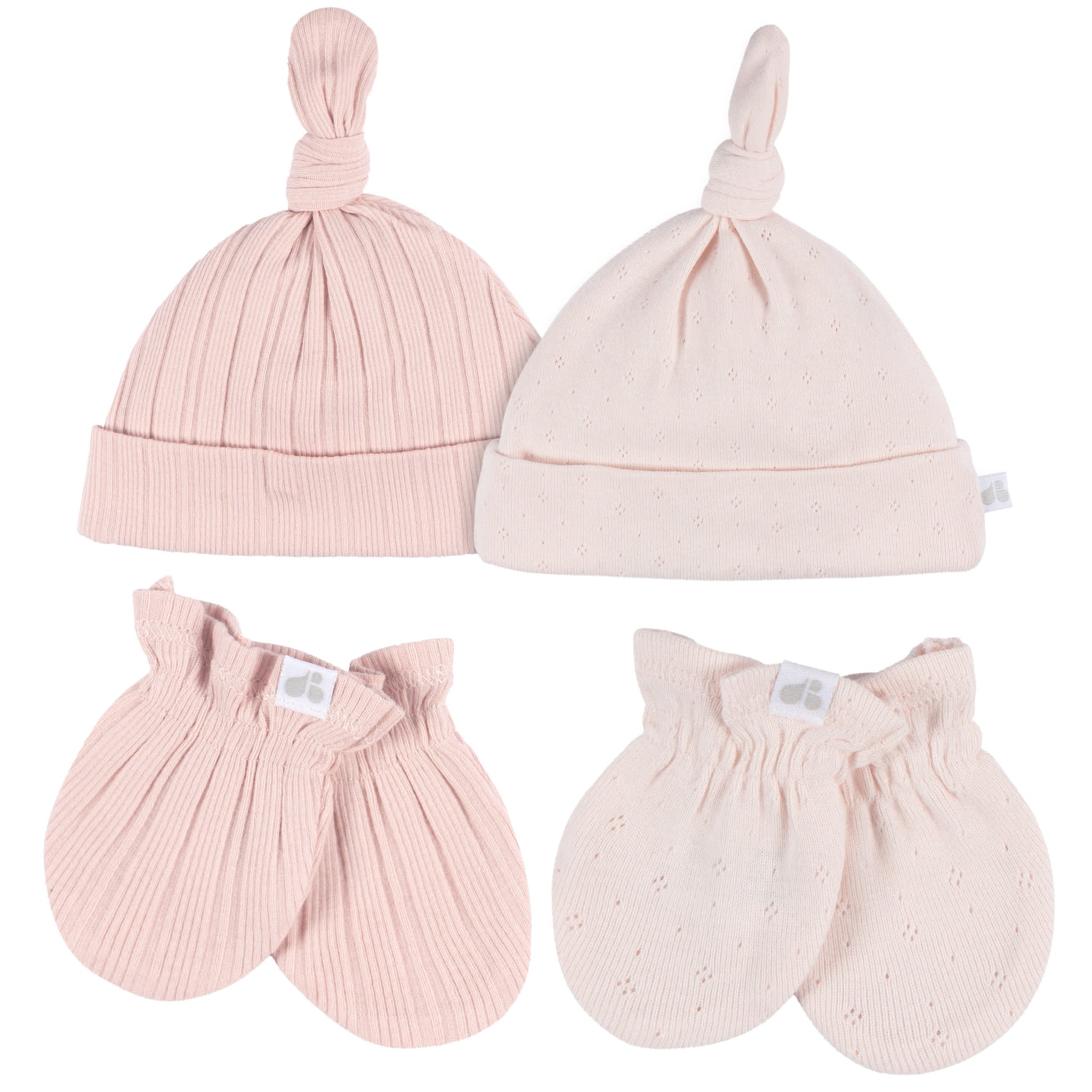 4-Piece Baby Girls Pink Hat and Mitten Set-Gerber Childrenswear Wholesale