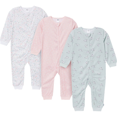 3-Pack Infant & Toddler Girls Bunnies Footless Pajamas-Gerber Childrenswear Wholesale