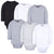 6-Pack Baby Neutral White, Gray, & Black Long Sleeve Onesies® Bodysuits-Gerber Childrenswear Wholesale