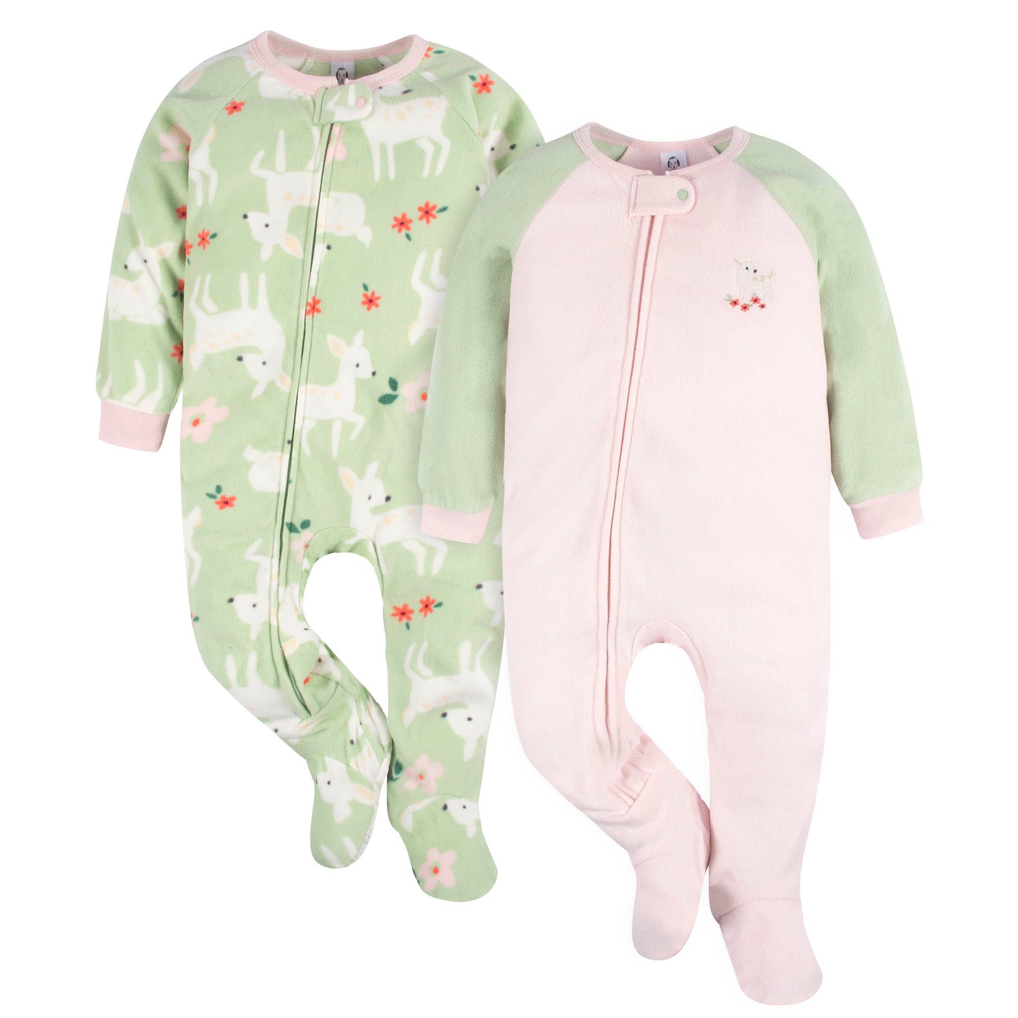 2-Pack Baby & Toddler Girls Deer Blanket Sleepers-Gerber Childrenswear Wholesale