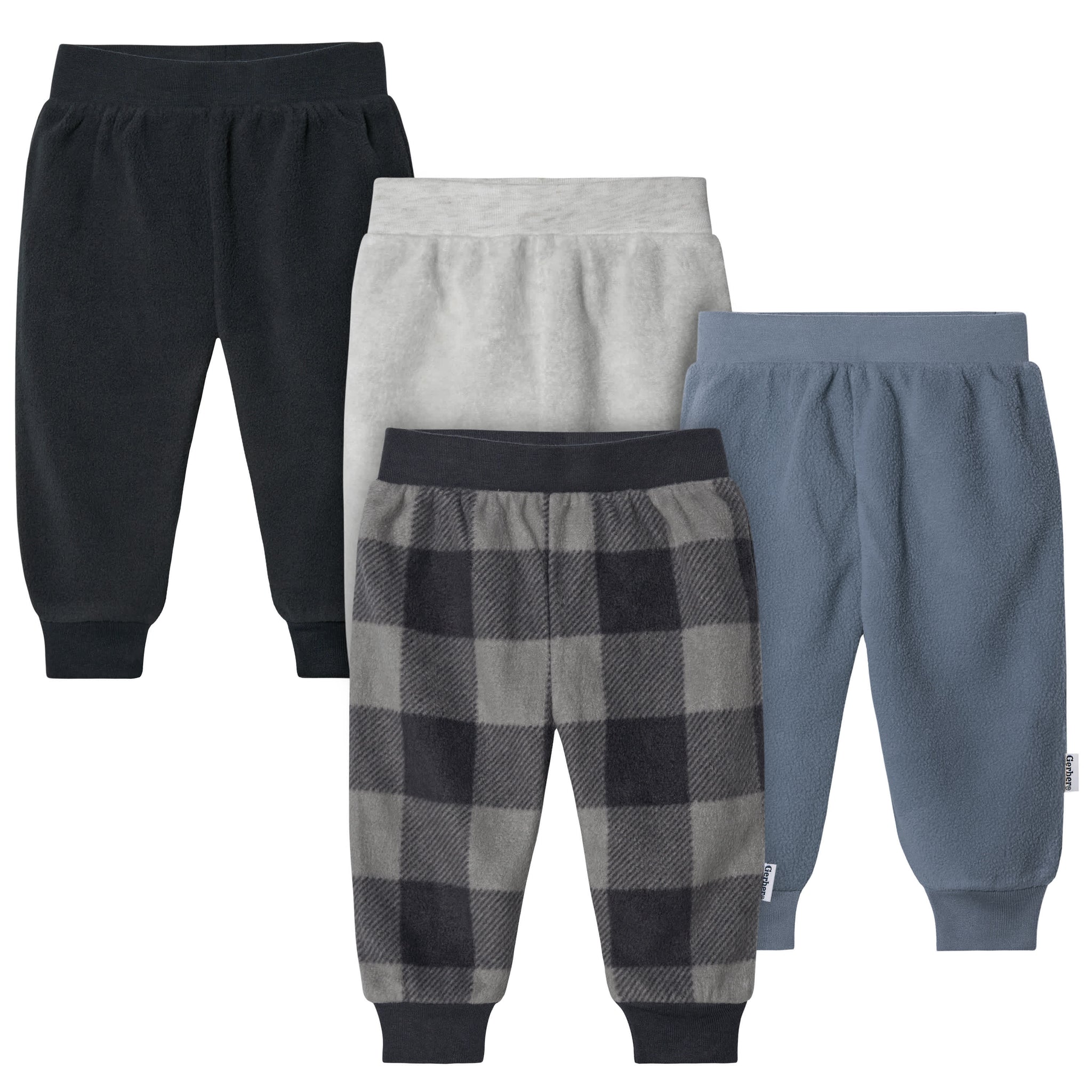 4-Pack Baby Boys Plaid Fleece Pants-Gerber Childrenswear Wholesale