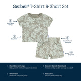 2-Piece Toddler Boys Tropical Leaves Shirt & Shorts Set-Gerber Childrenswear Wholesale