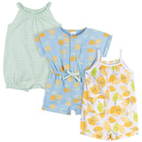 3-Pack Baby Girls Lemons Rompers-Gerber Childrenswear Wholesale
