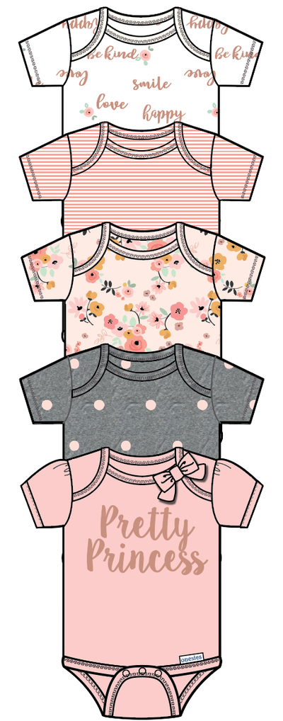 5-Pack Baby Girls Love You Organic Short Sleeve Onesies® Brand Bodysuits-Gerber Childrenswear Wholesale