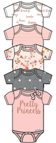 5-Pack Baby Girls Love You Organic Short Sleeve Onesies® Brand Bodysuits-Gerber Childrenswear Wholesale