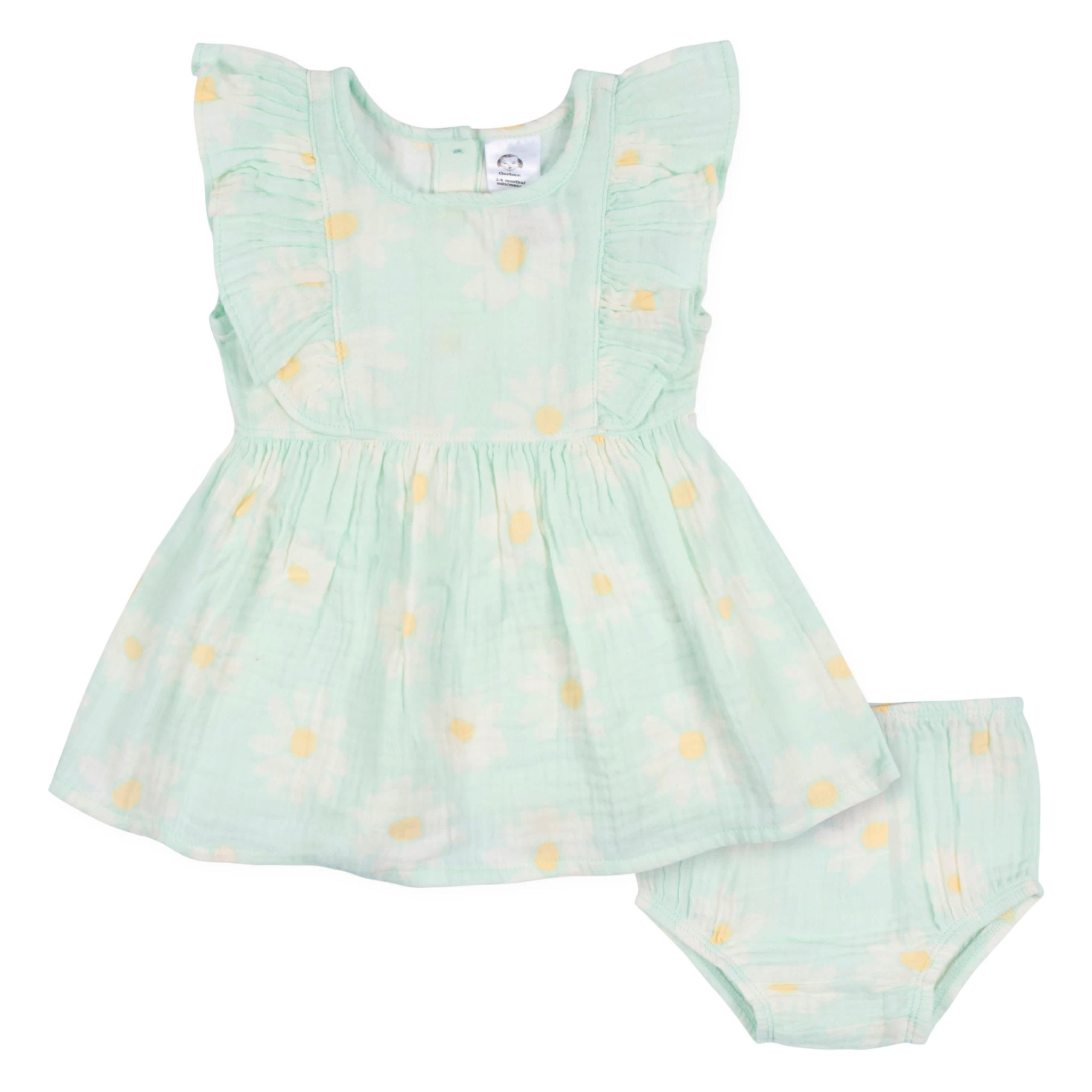 2-Piece Baby & Toddler Girls Daisies Gauze Dress & Diaper Cover Set-Gerber Childrenswear Wholesale