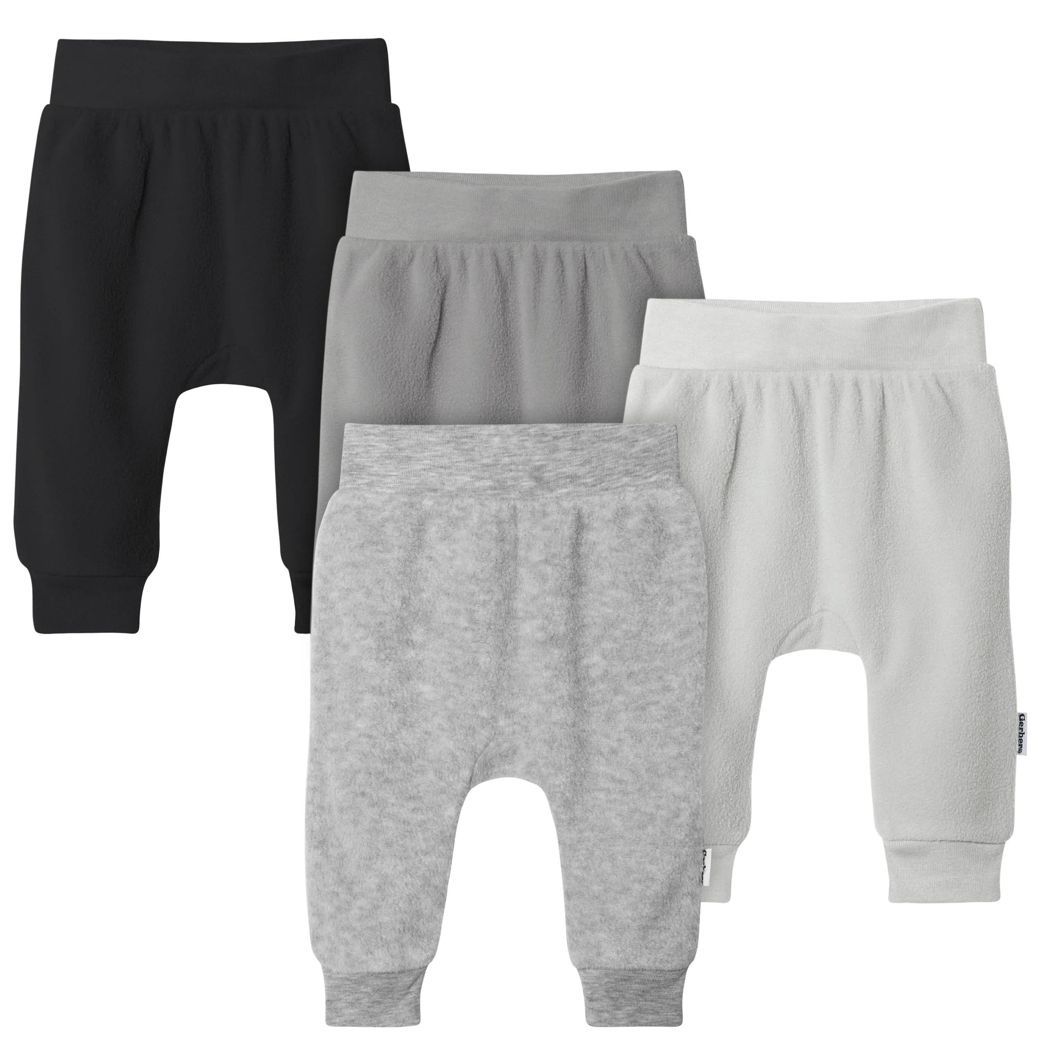 4-Pack Baby Neutral Grey Fleece Pants-Gerber Childrenswear Wholesale