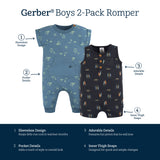 2-Pack Baby Boys Surfing Romper-Gerber Childrenswear Wholesale
