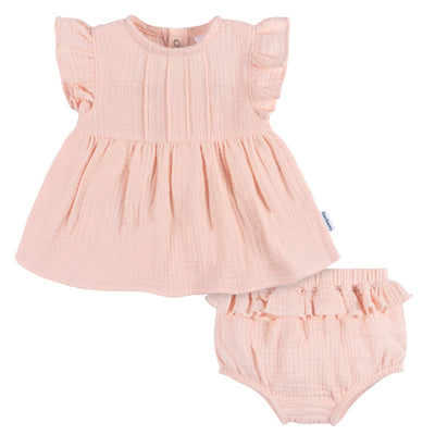 2-Piece Baby Girls Blush Tunic and Diaper Cover-Gerber Childrenswear Wholesale