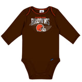 2-Pack Baby Boys Browns Long Sleeve Bodysuits-Gerber Childrenswear Wholesale